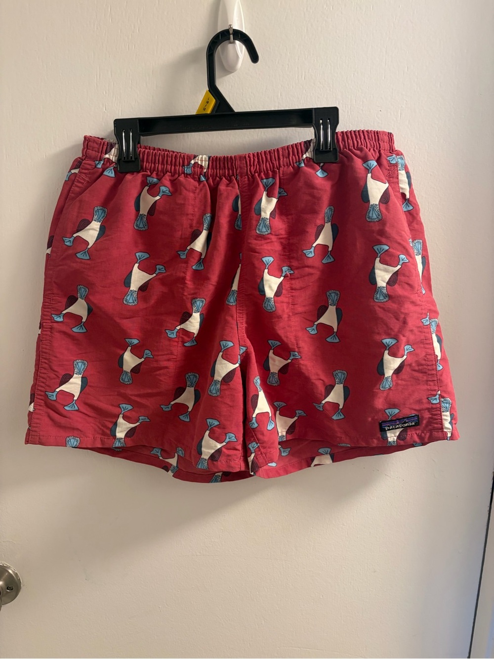 Patagonia Men's Red Swim Trunks with Fish Motif